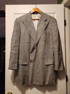 polo Ralph Lauren men's 88%linen 12%silk double breasted sport coat blazer 42R